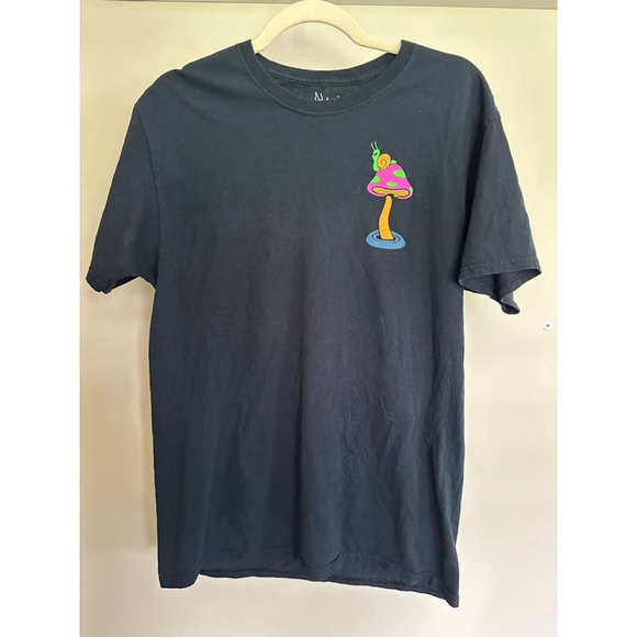 Men's ALAB Mushroom Psychedelic Outer Space Snail Graphic T-shirt, Size M, Black - Picture 3 of 5
